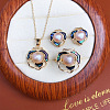 Camellia Alloy & Natural Freshwater Pearl & Natural Shell Pendant Necklace & Stud Earring & Ring FS-WG8E162-06-1