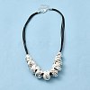 Alloy Knot Beaded Pendant Necklace with Waxed Ropes for Women NJEW-Q391-04S-3