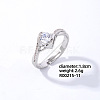 Rhombus Platinum Brass Adjustable Ring with Cubic Zirconia EG7863-8-1