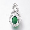 Brass Micro Pave Clear Cubic Zirconia Open Back Bezel Pendant Cabochon Settings ZIRC-I049-09-5