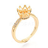 Crown Shape Brass Micro Pave Clear Cubic Zirconia Cup Peg Ring Settings X-KK-T076-18G-1