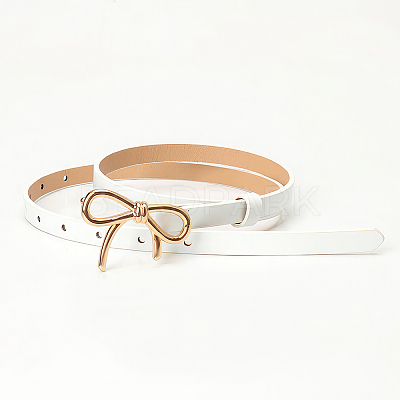 Alloy Bowknot PU Leather Chain Belts for Women AJEW-WH20019-67G-02-1