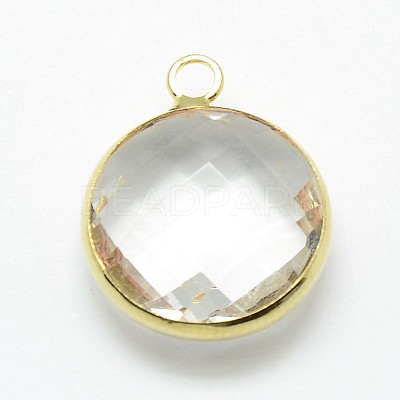 Golden Tone Brass Glass Pendants GLAA-J018D-G-1