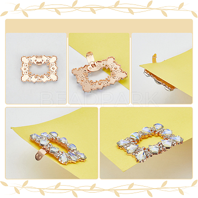 2Pcs Alloy & Glass Shoe Buckle Clips AJEW-WR0002-33-1