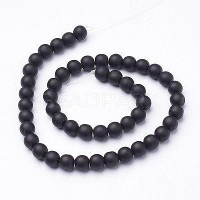Synthetic Black Stone Beads Strands X-G508-6-1