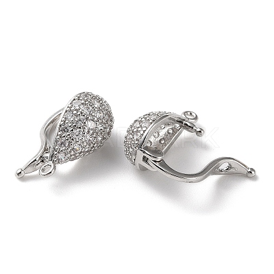 Brass Micro Pave Clear Cubic Zirconia Twister Clasps KK-M254-03P-1