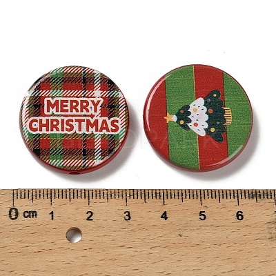 Christmas Printed Opaque Acrylic Beads OACR-D316-02C-01-1
