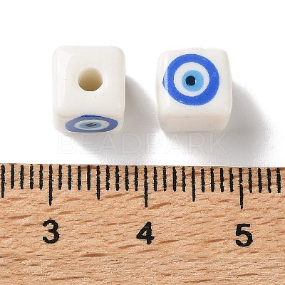 White Base Blue Evil Eye Hand Painted Ceramic Porcelain Beads PR-CBA3F2D-04C-1