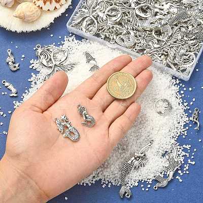 100Pcs 10 Styles Tibetan Style Alloy Pendants TIBEP-CJ0001-52-1