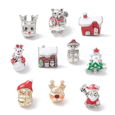Christmas Theme Alloy Enamel European Beads MPDL-Q213-08G-1