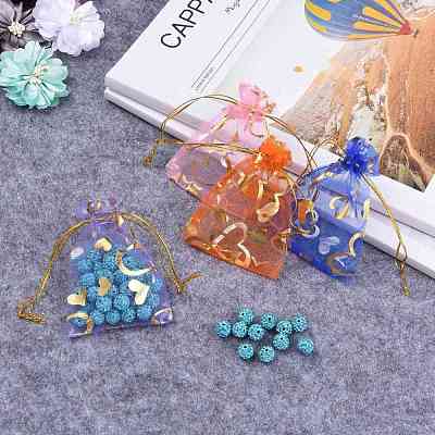 Heart Printed Organza Bags OP-R022-7x9-M-1