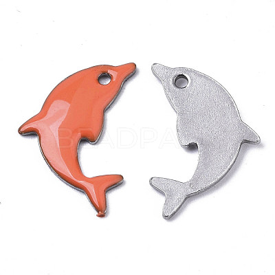 201 Stainless Steel Enamel Pendants STAS-N088-16K-1