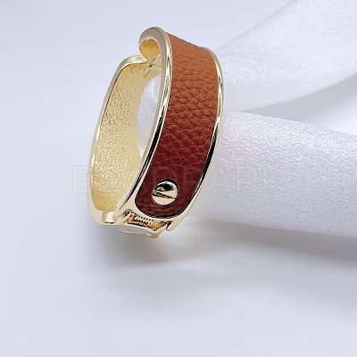 Alloy and Faux Leather Hinged Bangles for Women FS-WGE9289-02-1