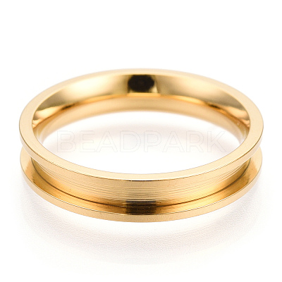 201 Stainless Steel Grooved Finger Ring Settings RJEW-TAC0017-4mm-01C-1