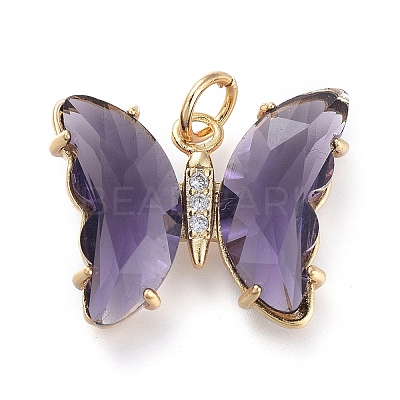 Brass Micro Pave Clear Cubic Zirconia Pendant ZIRC-P079-B02-05-1