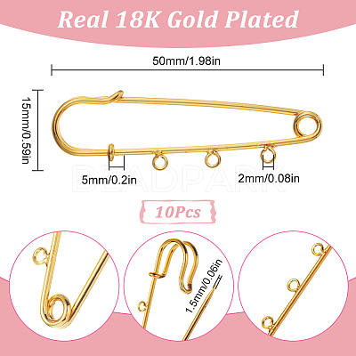 10Pcs Brass Brooch Findings KK-SC0003-43-1