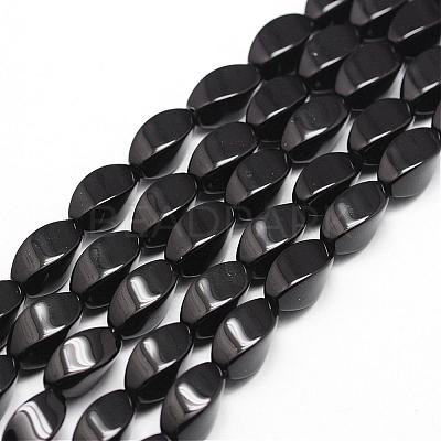 Natural Black Onyx Beads Strands G-P161-07-12x6mm-1