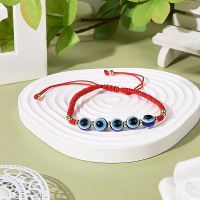 Braided Evil Eye Resin Beads Bracelets BJEW-JB07011-01-1
