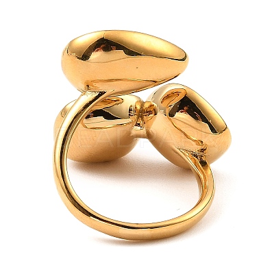 Teardrop & Square Glass Open Cuff Rings RJEW-G289-01G-01-1