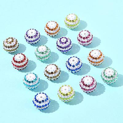 20Pcs 9 Colors Striped Resin Rhinestone Beads OACR-FS0002-35-1