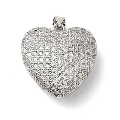 Brass Micro Pave Clear Cubic Zirconia Pendants KK-B094-06P-1