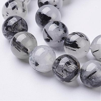 Natural Black Rutilated Quartz Beads Strands G-D295-10mm-1