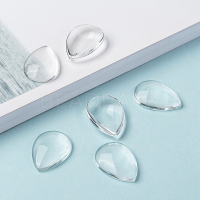 Transparent Teardrop Glass Cabochons GGLA-R024-25x18-1
