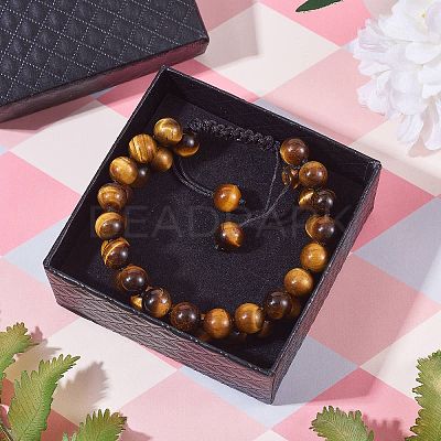 Natural Tiger Eye Braided Bead Bracelet BJEW-SW00001-11-1