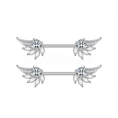 304 Stainless Steel Cubic Zirconia Nipple Rings WG0A897-01-1