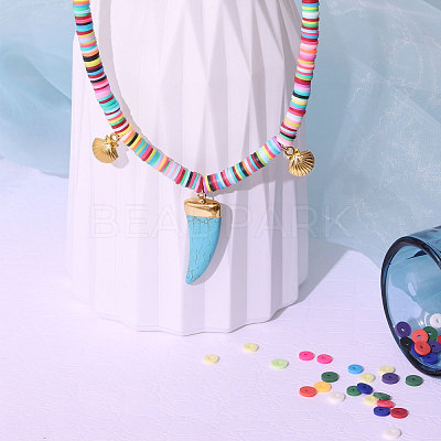 Flat Round Handmade Polymer Clay Beads CLAY-R067-8.0mm-39-1