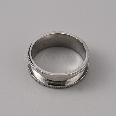 201 Stainless Steel Grooved Finger Ring Settings STAS-WH0027-26F-P-1