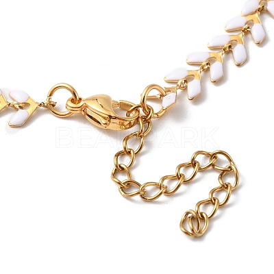 Enamel Ear of Wheat Link Chains Bracelet BJEW-P271-02G-04-1