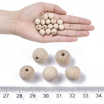 Undyed Natural Beech Wood Beads X-WOOD-T020-01A-1