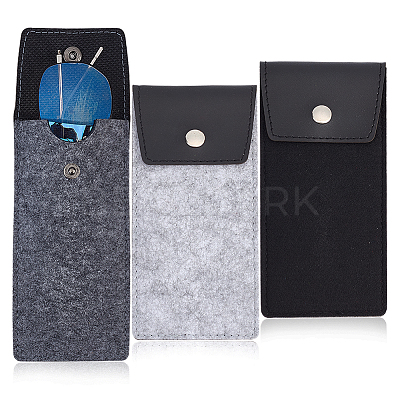 3Pcs 3 Colors PU Imitation Leather & Felt Slip-in Glasses Cases AJEW-PH0004-72-1