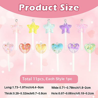 11Pcs Resin Pendants RESI-YW0005-45-1