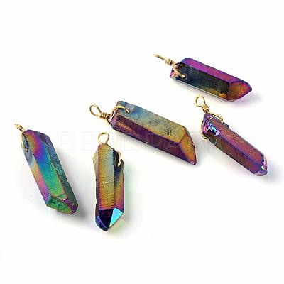 Electroplate Natural Crystal Pendants G-Q458-37-1