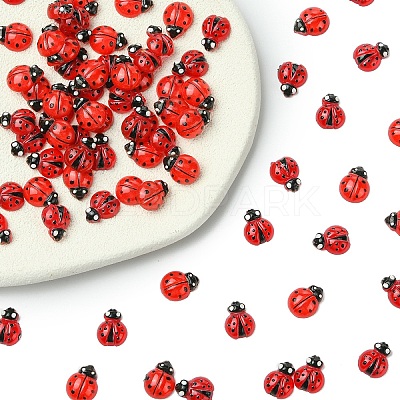 100Pcs 2 Styles Ladybug Resin Cabochons MRMJ-YW0001-079-1