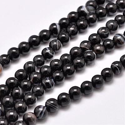 Natural Black Agate Bead Strands G-G962-4mm-12-1