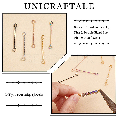 50Pcs 5 Colors 316 Surgical Stainless Steel Eye Pins STAS-UN0050-56-1