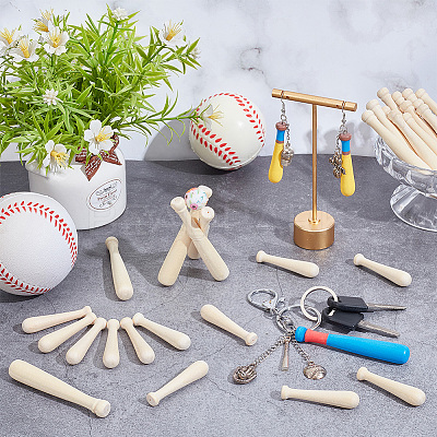 60Pcs 2 Styles Sport Wood Baseball Bat Display Decorations DJEW-NB0001-52-1