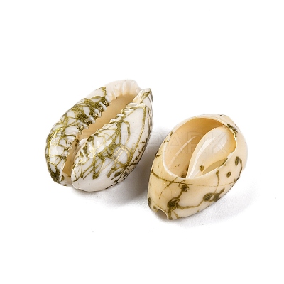 Spray Painted & Drawbench Cowrie Shell Beads SSHEL-M023-03D-1