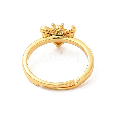Cubic Zirconia Honeybee Adjustable Ring RJEW-D076-05G-1