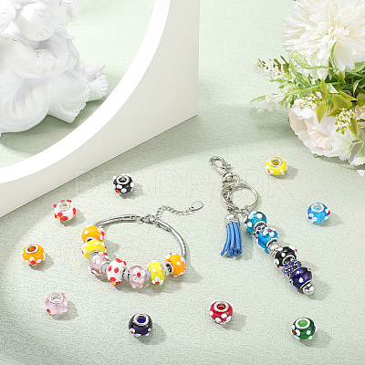 40Pcs 10 Colors Handmade Lampwork European Beads LAMP-PA0001-14-1