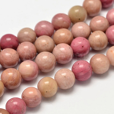 Round Natural Rhodonite Beads Strands G-K092-6mm-1