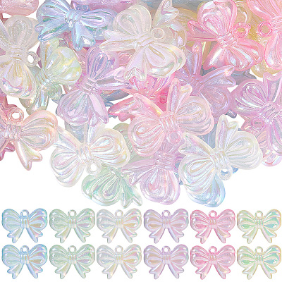 40Pcs Luminous Rainbow Iridescent Plating Transparent Acrylic Pendants TACR-SP0001-29-1