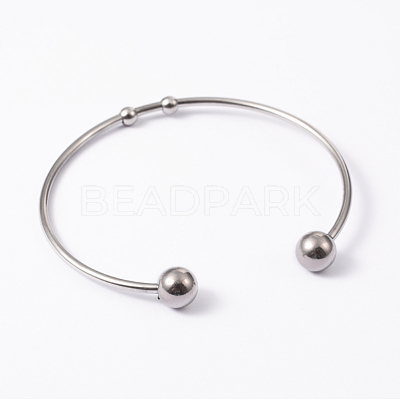 Fashion 304 Stainless Steel Cuff Bangles Torque Bangles BJEW-H473-01M-1