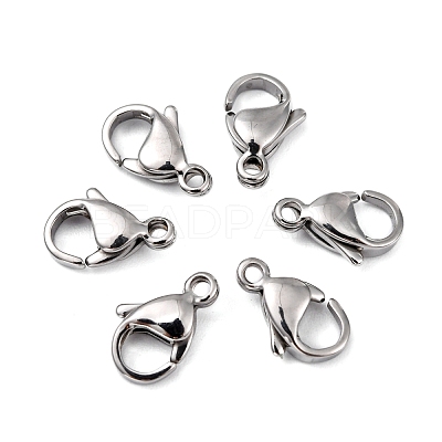 Tarnish Resistant Polished 316 Surgical Stainless Steel Lobster Claw Clasps X-STAS-R072-12A-1