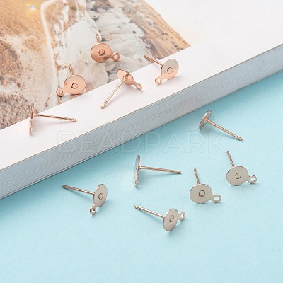 Brass Stud Earring Findings KK-K225-02C-RG-1
