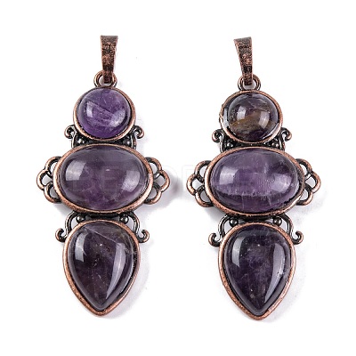 Natural Amethyst Pendants G-Q158-04-08-1