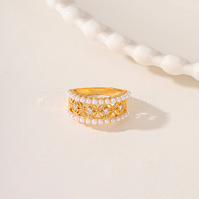 Brass Micro Pave Cubic Zirconia Finger Ring AH5761-3-1